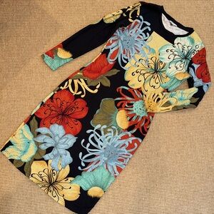 The Kit Artsy Long Sleeve Midi Tee Dress Camilla Print